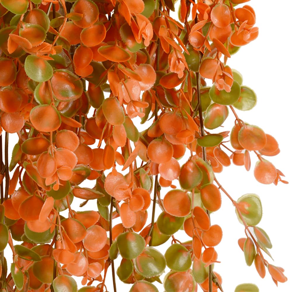 Antspirit 2pcs Artificial Hanging Fall Plants Fake Hanging Plant Faux Eucalyptus Leaf Greenery Vine Outdoor UV Resistant Plastic Plants (2, Fall Orange)