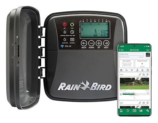 Rain Bird ST8O-2.0 Smart Indoor/Outdoor WiFi Sprinkler/Irrigation System Timer/Controller, WaterSense Certified, 8-Zone/Station, Compatible with Amazon Alexa