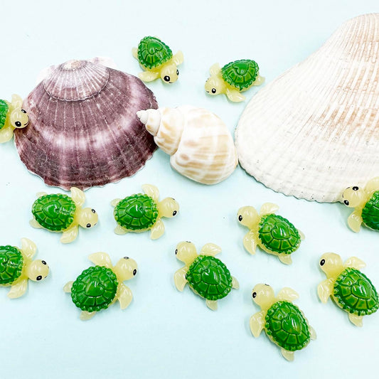 Suartus Mini Green Turtle - 30Pcs Resin Miniature Sea Turtle Figurines Tortoise Turtles Miniature Figurines Ocean Animals Outdoor Statue for Fairy Garden Micro Landscape Decor Ornament