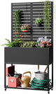 Metal Planter Box with Trellis,67" H x35 W Raised Garden Beds with Privacy Screen for Climbing Plants Flower, Elevated Standing Planter Garden Bed with Drainage Holes for Outdoor Patio,Black