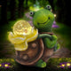 Maikall Rish Solar Garden Turtle Statue with LED Light Decorative Cute Turtle Carrying Lantern Design Outdoor Lawn Ornament(Yellow Flower)