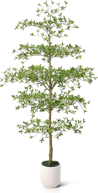 9FT Artificial Black Olive Tree Indoor with White Planter – Tall Luxury Faux Olive Tree, Mediterranean Architectural Statement Decor for Living Room & Office,VN232