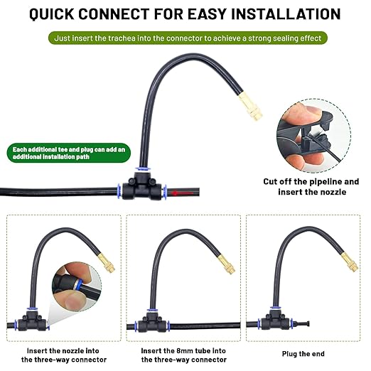 360° Adjustable Drip Irrigation System - 50FT Garden Watering System with 16 Nozzles, Garden Irrigation System, Greenhouse Accessories, Atomizing System for Yard, Lawn, Plants, 5/16 inch Hose