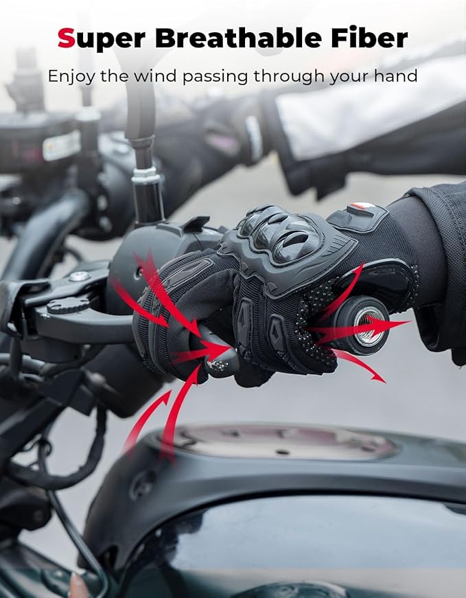 KEMIMOTO Motorcycle Gloves for Men/Women, Touchscreen Dirt Bike Gloves with Shell, Anti-Slip for Motorbike, Riding, Racing, Cycling, Dirt Bike, ATV, UTV, Motocross, BMX, Hiking