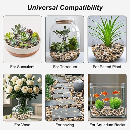 Fish Tank Rocks,Virekm River Rocks, Decorative Ornamental Pebbles Garden Landscaping Stones Gravel Filler for Home Decoration Flower Bed Fish Tank Plants Vases Succulents (10 Pounds)