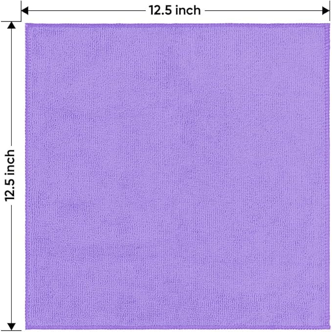 HOMEXCEL Purple Microfiber Cleaning Cloth 12 Pack 12.5 x 12.5 Inch Microfiber Towels for Cars Ultra Absorbent Cleaning Rags Lint Free Cleaning Towels for Household Kitchen, Window Car