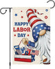 Heyfibro Happy Labor Day Gnome Garden Flag 12 x 18 Double Sided Burlap Working Tools Patriotic USA Flags for Outdoor Outside Farmhouse Decoration (ONLY FLAG)
