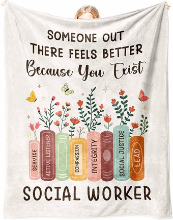 Glydein Social Worker Gifts for Women, Flannel Soft Blanket Office Decor, Social Worker Appreciation Graduation Retirement Gifts, Workers Must Haves - 50" x 60"