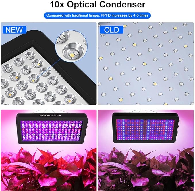 Upgraded BW1000 LED Grow Lights Double Chips Full Spectrum with 10ft Cable for Greenhouse and Indoor Plant Veg and Flower Growing [Black]