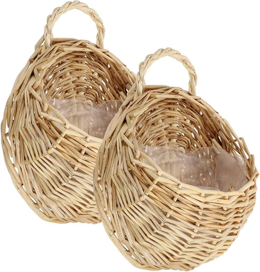 Rattan Woven Hanging Basket 9X7X3.5 Inch Wall Planter for Indoor Outdoor Use Wicker Wall Basket for Plants and Artificial Flowers Decorative Storage Organizer