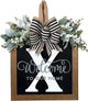 Last Name All Year Wreath, for Front Doors, Spring, Fall, 26 Last Name Letters All Year Round Wreaths, Suitable for Wedding Decorations, Home Porches, Farmhouses, Yards, Garden Decorations, Gifts (X)