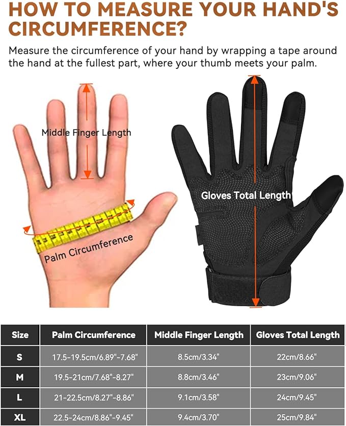 Tactical Gloves for Men, Motorcycle Military Combat Gloves Black Airsoft Gloves Touchscreen for Airsoft Outdoor Hunting Shooting Paintball Work Motorcycling Climbing