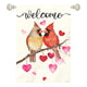 Dacawin Welcome Valentine's Day Garden Flag Cardinal Love Heart Vertical Double Sided House Banner Holiday Anniversary Wedding Red Birds Large Yard Flags Farmhouse Valentines Day Decor 28 x 40 Inch