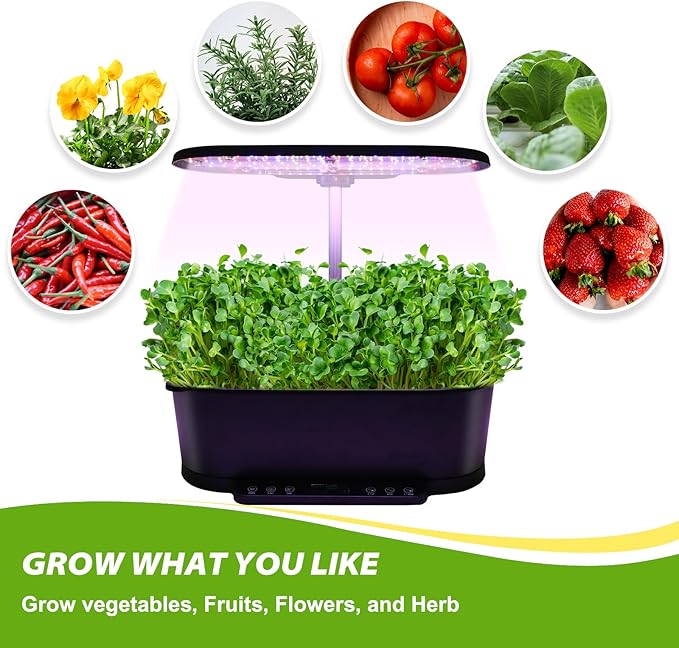 EAGLE PEAK 15 Pods Hydroponics Growing System with WiFi, 5.5 L Water Tank, Smart Indoor Plants Germination Kit with LED Grow Light, Pump System, Adjustable Height for Home Kitchen Gardening, Black