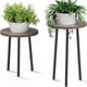 Plant Stand Indoor Tall: Corner Wood Plant Stand 2 Pack Mid Century Modern Decor - Small Round Plant Table for Indoor Plants - Outdoor Plant Holder for Patio Living Room Bathroom Office (Grey Wood)