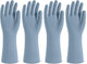 Rubber Cleaning Gloves for Dishwashing, 4 Pairs Reusable Kitchen Gloves for Washing Dishes and Household Cleaning, Blue Dish Gloves with Flocked Lining and Non-Slip Grip, Pefect for Woman Men - M