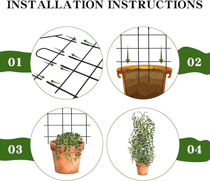 ZOUTOG Trellis for Climbing Plants Indoor 4 Pack 30 Inch,Rustproof Metal Garden Trellis for Potted Plants,Houseplant Support Indoor Outdoor for Ivy Pothos Monstera Hoya Flower Vines(House Shape)