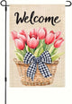 Spring Floral Garden Flag Tulips Garden Decoration Supplies 12x18 Inch Double Sided Flag Farmhouse Holiday Outside Seasonal Decor Seasonal Flower Yard Flags