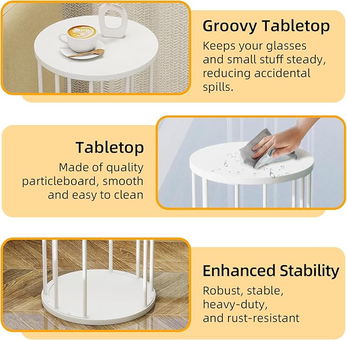 Leinade Plant Stand Indoor,small plant stool,Flower Pot Corner stand holder,Mid Century Heavy Duty Metal Tall Home Decor,Modern Round End Table,Small Rustic Display Stand for Living Room,Bedroom(White,21In)
