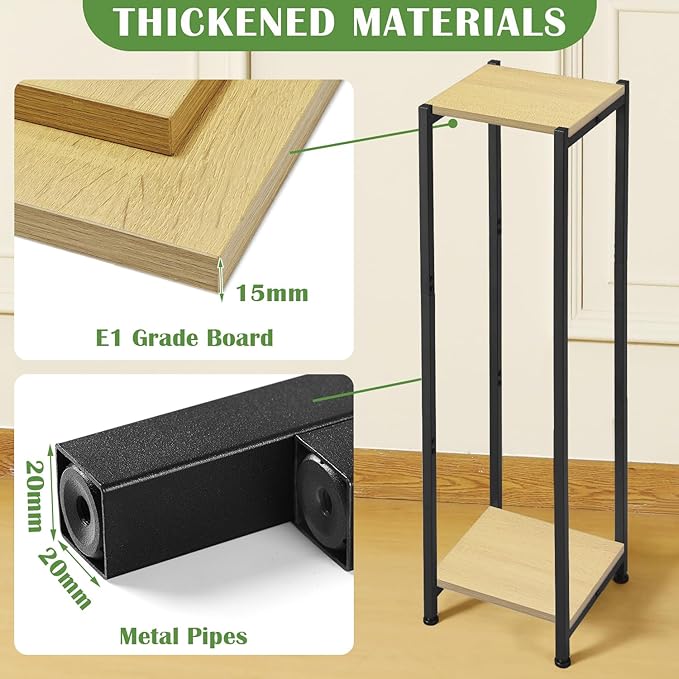 Dipion Extra Tall Plant Stand Indoor,40 Inch Plants Stands,2 Tier Metal Plant Stand with Heavy Duty Wood,Yellow Oak and Black