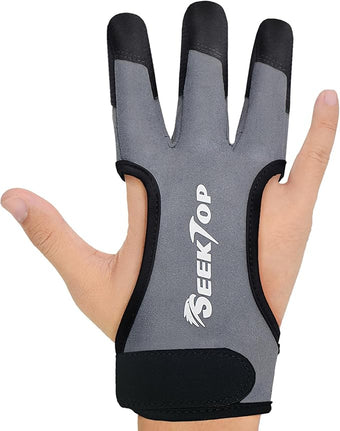Seektop Archery Gloves Shooting Hunting Leather Three Finger Protector for Youth Adult Beginner