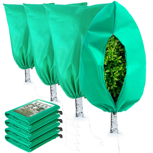 Homimp Plant Covers Freeze Protection, 4 Pack Frost Covers with Zipper Drawstring (71" x 47.3") Plant Protection Cover Bags for Outdoor Winter Frost Cold Weather Shrubs Trees Jacket Covers,Green