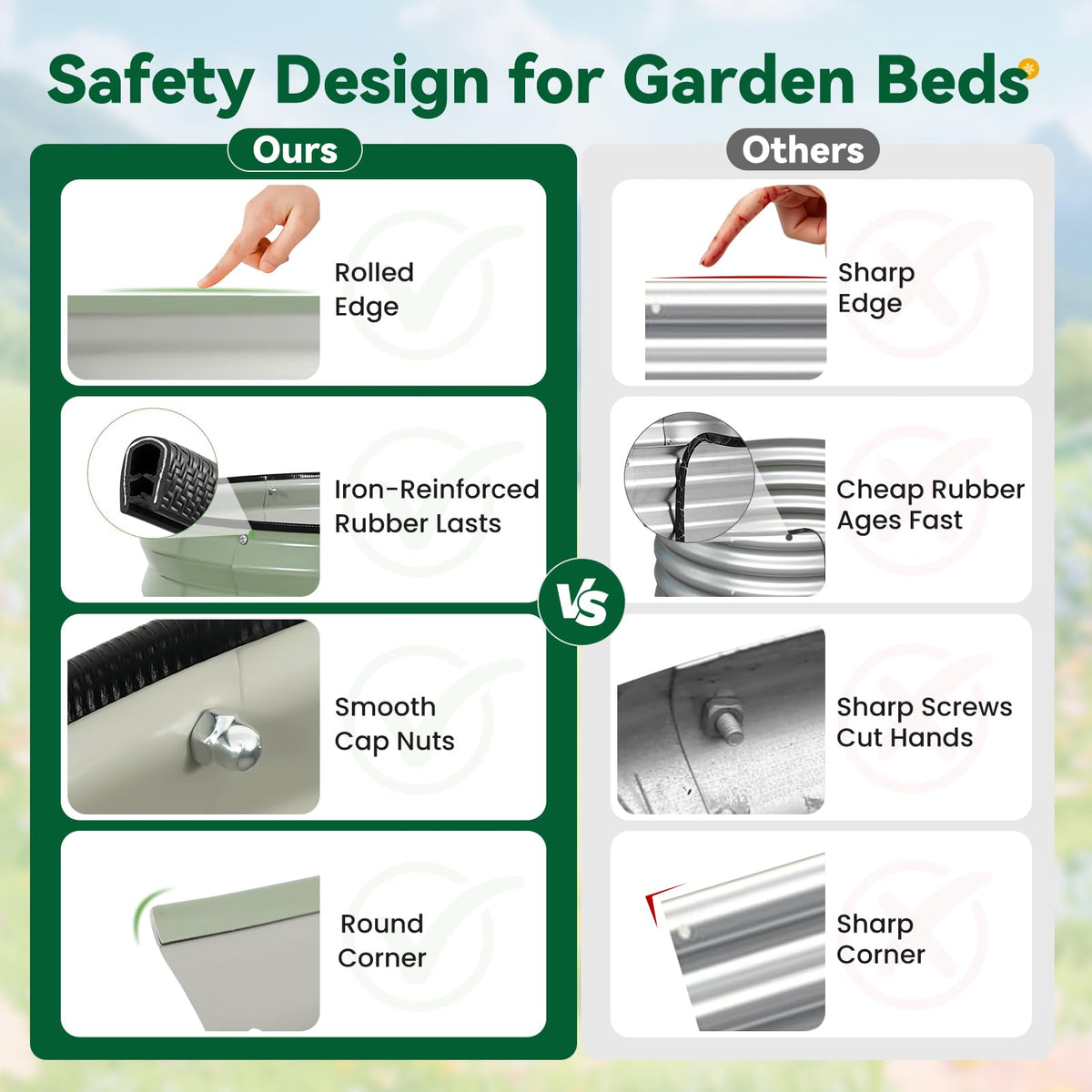 TECANA 3-Pack Round Raised Garden Bed Outdoor 2x2x1ft Planter Box, PeaGreen