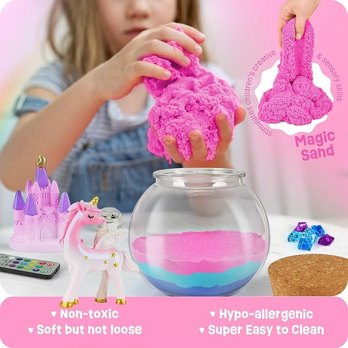 LAOESE Unicorn Gifts for Girls - Light Up Terrarium Kit for Kids - DIY Unicorn Toys for Girls Age 4 5 6 7 8-12 Year Old, Arts and Crafts Kit for Kids, Christmas Halloween Birthday Gifts