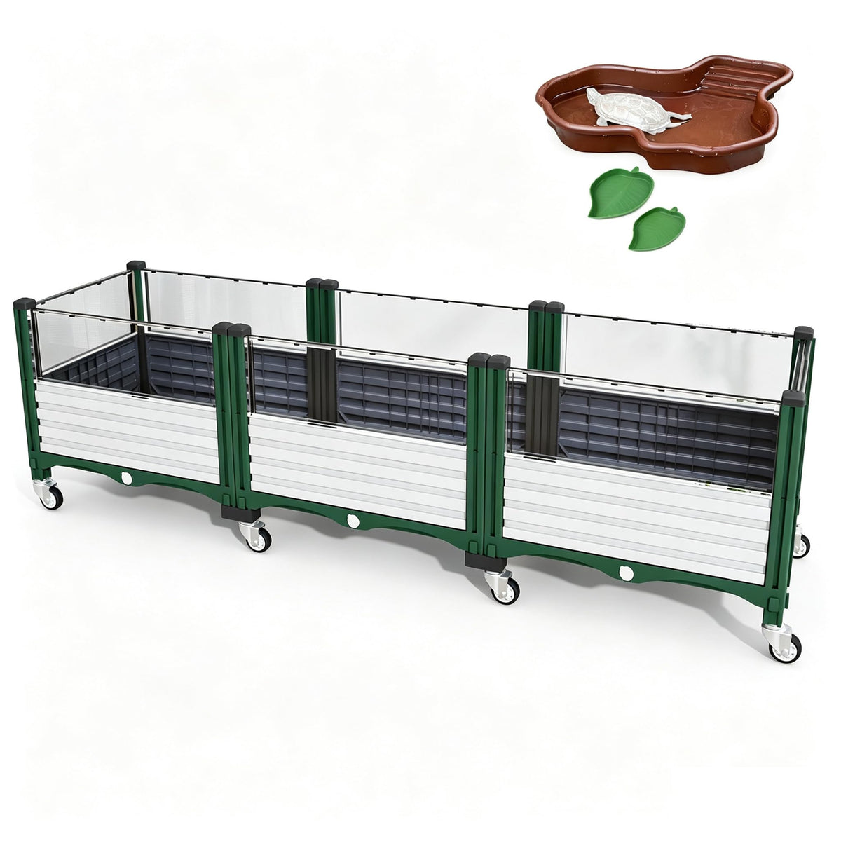 Modular Raised Garden Bed Turtle Enclosure, Large Rolling Reptile Habitat