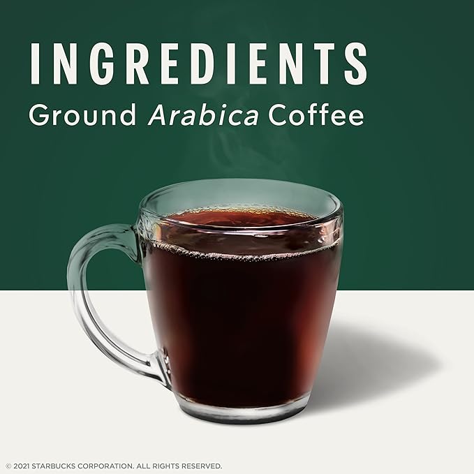 Starbucks Ground Coffee, Dark Roast Hot or Iced Coffee, Italian Roast, Six 18 oz Bags