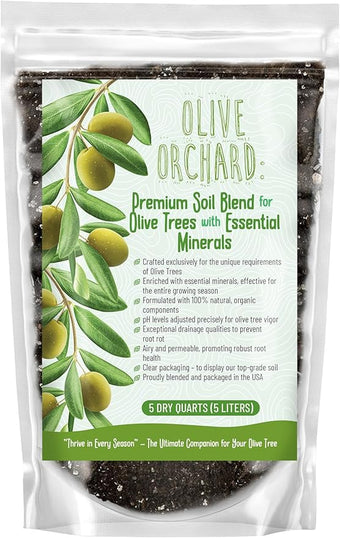 GARDENWISE Organic Olive Tree Potting Mix – Fast-Draining, Nutrient-Rich Soil for Indoor & Outdoor Olive Trees – Mediterranean Plant Care – Long-Lasting Formula (5 QUARTS)