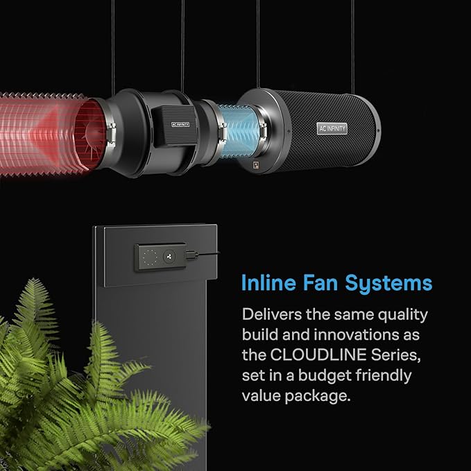 AC Infinity Air Filtration Kit 4”, CLOUDLINE LITE Inline Fan and Carbon Filter Combo, Cooling and Ventilation System for Grow Tents, Hydroponics, Indoor Gardening