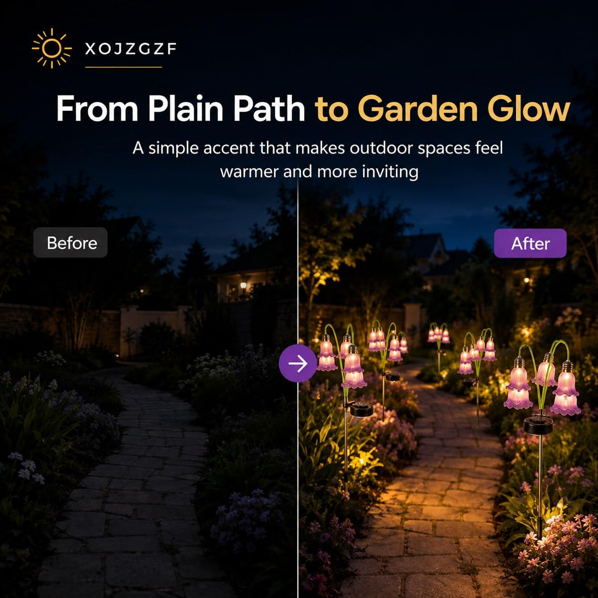 Solar Flower Lights Outdoor Garden Decorations Waterproof Stake Decor