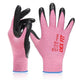 DEX FIT Nitrile Work Gloves FN330, 3D-Comfort Stretchy Fit, Firm Grip, Thin & Lightweight, Touch-Screen Compatible, Durable, Breathable & Cool, Machine Washable; Pink L (9) 12 Pairs