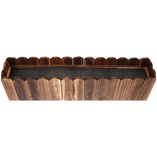 Hemoton Carbonized Wood Planter Box Outdoor Garden Window Box Planters 50X9X13Cm Foam Base Small Wood Flowerpot for Balcony Vegetable Herb Growing
