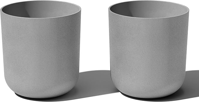 Veradek Mason Series Lima Planter - Round Planter for Indoor or Outdoor Porch/Garden | Made from Plastic-Stone Composite with Drainage Holes | Modern Décor for Succulents, Flowers, Small Plants
