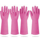 Mamison 2 Pairs Reusable Waterproof Household Dishwashing Cleaning Rubber Gloves, Non-Slip Kitchen Glove (Pink, Small (Pack of 2))