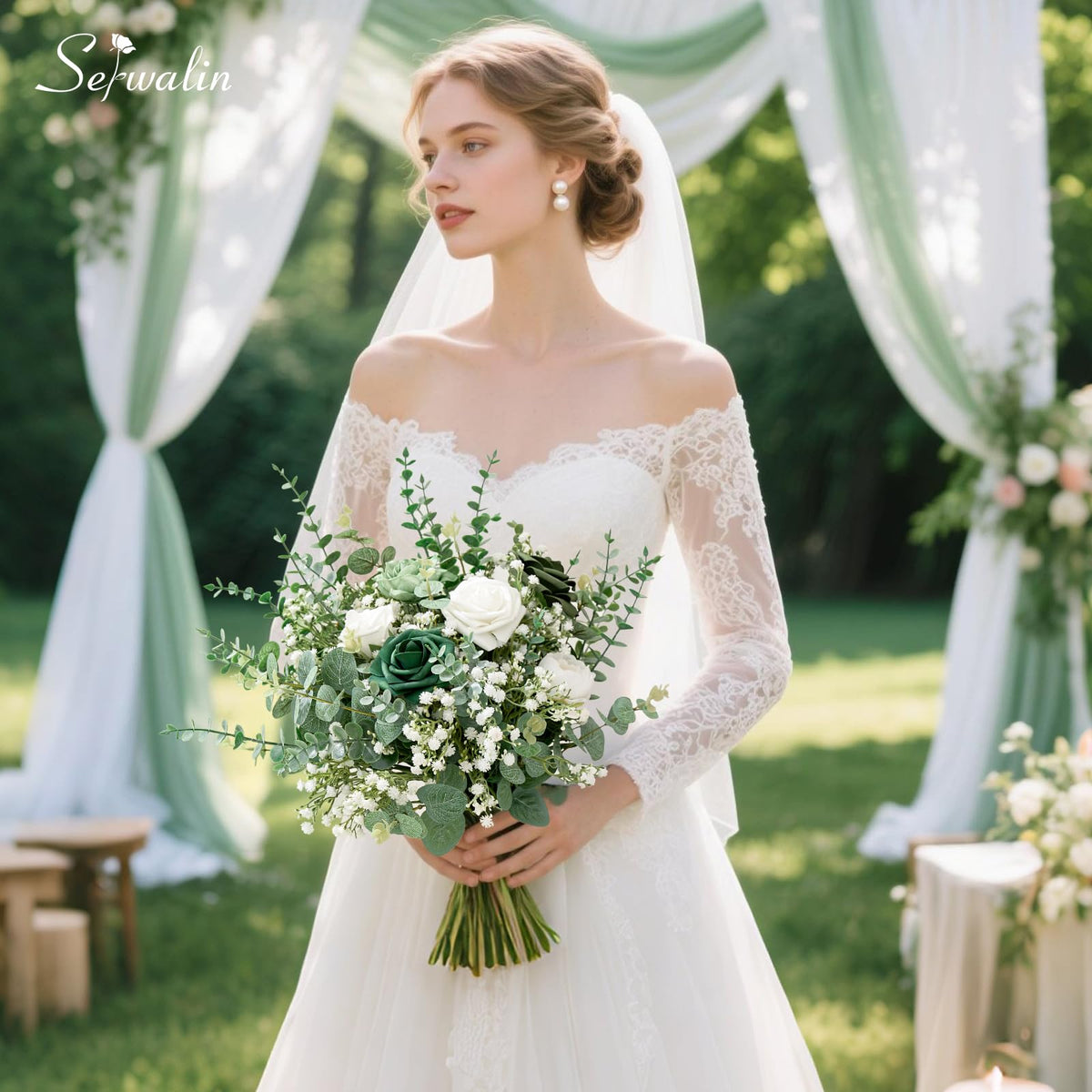 Serwalin 25PCS Mixed Eucalyptus Stems with Baby's Breath Greenery