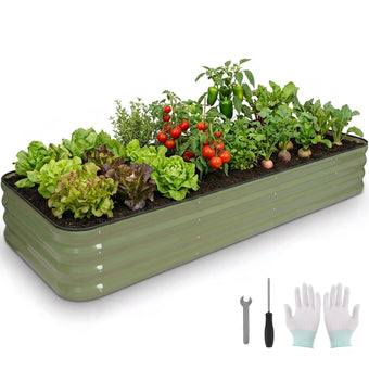 BIRDSINYARD 5 in 1 Galvanized Raised Garden Bed, 8x3x1ft, Green