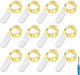 Fairy Lights CR2032 Battery Operated,6.6Ft/2Meter 20 LEDs Micro Silver Wire String Lights for Bedroom Christmas Party Wedding Decoration(Warm White, 12 Pack)