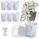 Vandorelle 8 Pack 4" Self Watering Pots for Indoor Plants, Clear Inner Cup, Small Blue Grey Plastic Planters, Water Level Indicator, Drainage Holes,Extra 3ft Wick, Cutting,Seedling,Herb,African Violet