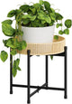 Bamworld Rattan Plant Stand Indoor Boho Plant Table for Large Plants Single Plant Stool Plant Holder for Living Room Bedroom
