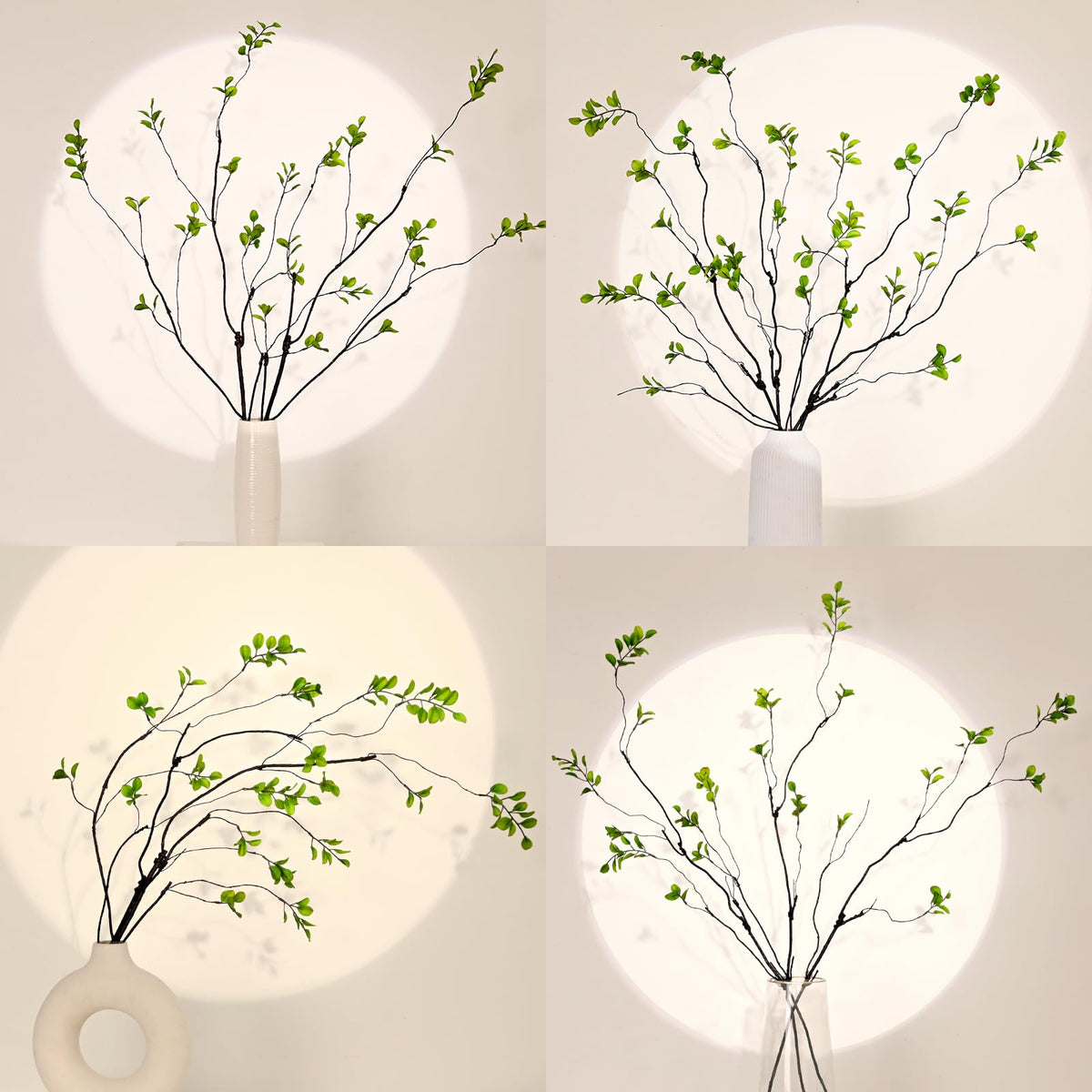 4 Pcs Artificial Ficus Branches for Vase Faux Eucalyptus Stems Branches