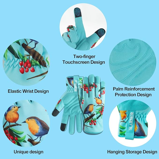 Leather-Gardening-Gloves for Women,Thorn-Proof Work-Gloves for Weeding,Digging,Planting,Pruning Yard garden Gloves