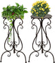NAKUPE 2 Pack Plant Stands Indoor Outdoor, Metal Flower Pot Holder 22.5 inch Tall, Heavy Duty Pedestal Plants Stand for Patio Garden Porch Corner Balcony, Brown