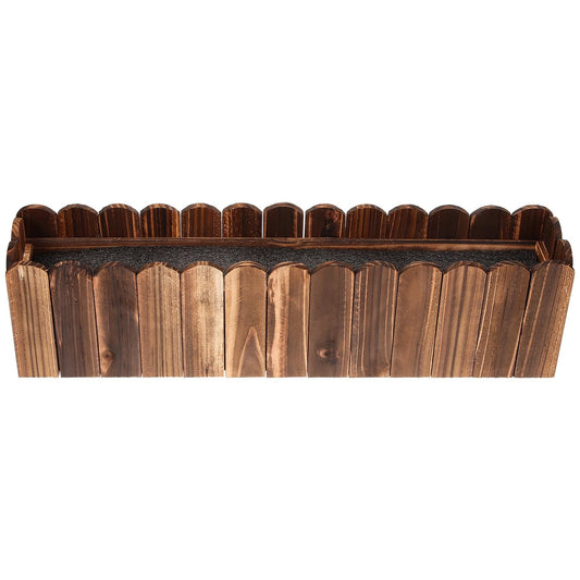 UPKOCH Wooden Flower Planter Box for Outdoor Balcony 50x9x13cm Carbonized Anti-Corrosion Wood Window Planter with Foam Base Suitable for Vegetables and Fake Flowers