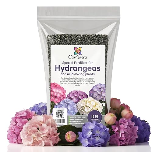 𝐁𝐄𝐒𝐓𝐒𝐄𝐋𝐋𝐄𝐑 Slow Release Hydrangea Fertilizer with Iron & Sulfur – Indoor & Outdoor Soil Acidifier for Miracle Growth [16 OZ]