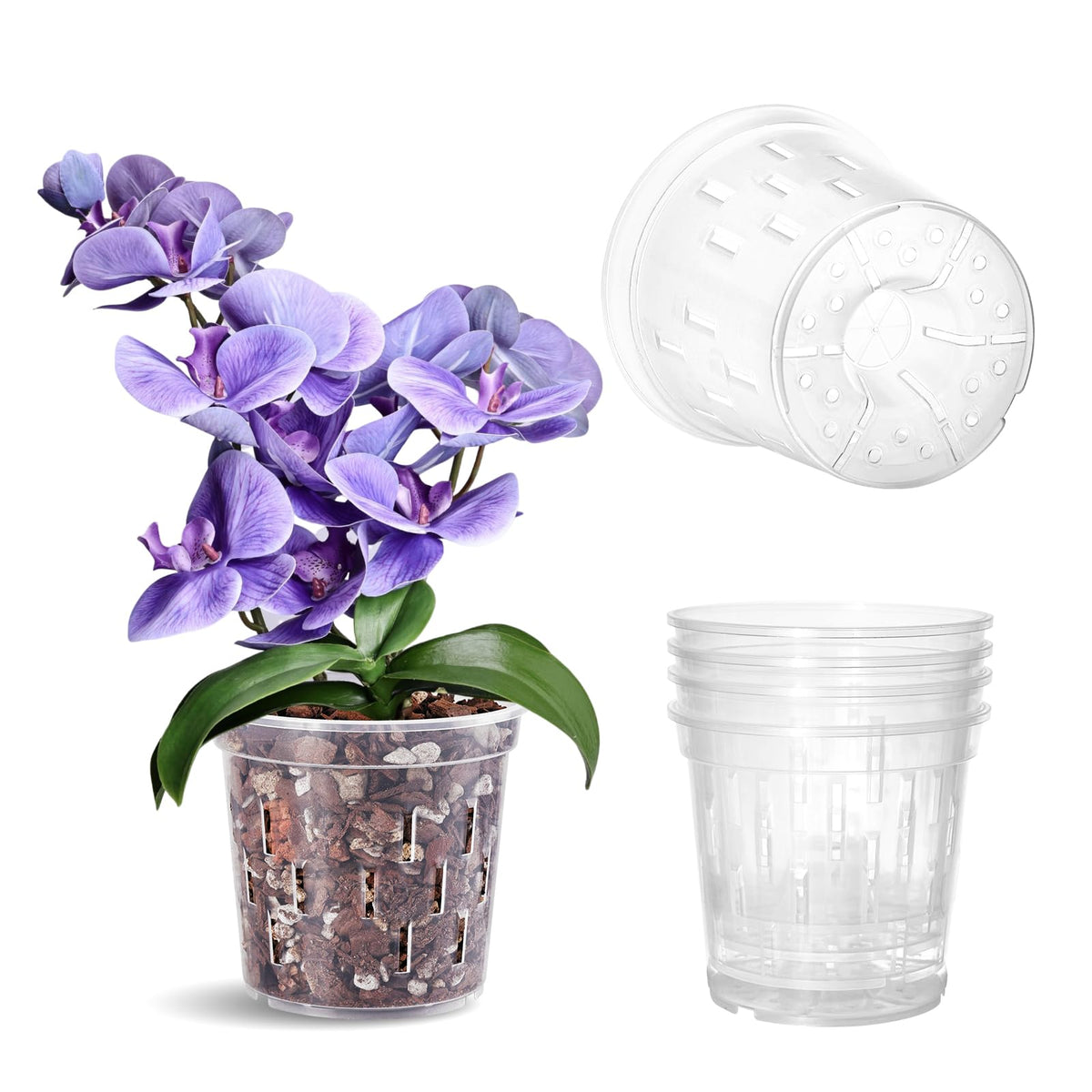 TRUEDAYS Orchid Pot, 4 Pack 6 Inch Plant Pot with Drainage