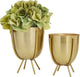 CosmoLiving by Cosmopolitan Metal Indoor Outdoor Planter Small Small Planter Pot with Removable Stand, Set of 2 Planters 6"H and 7"H (Accurate Dimension: 4.3" x 5.75" and 4.9" x 6.95"), Gold