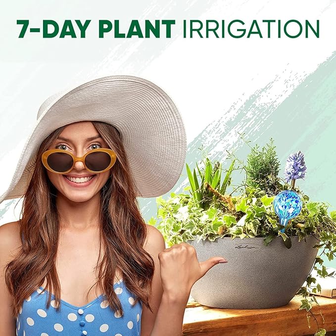 Mission Gallery Plant Watering Globes Set of 4 - Large Self Watering Globes for Indoor & Outdoor Plants - Multicolored, Automatic, Glass Watering Bulbs for Daily Use, Plant Watering Devices